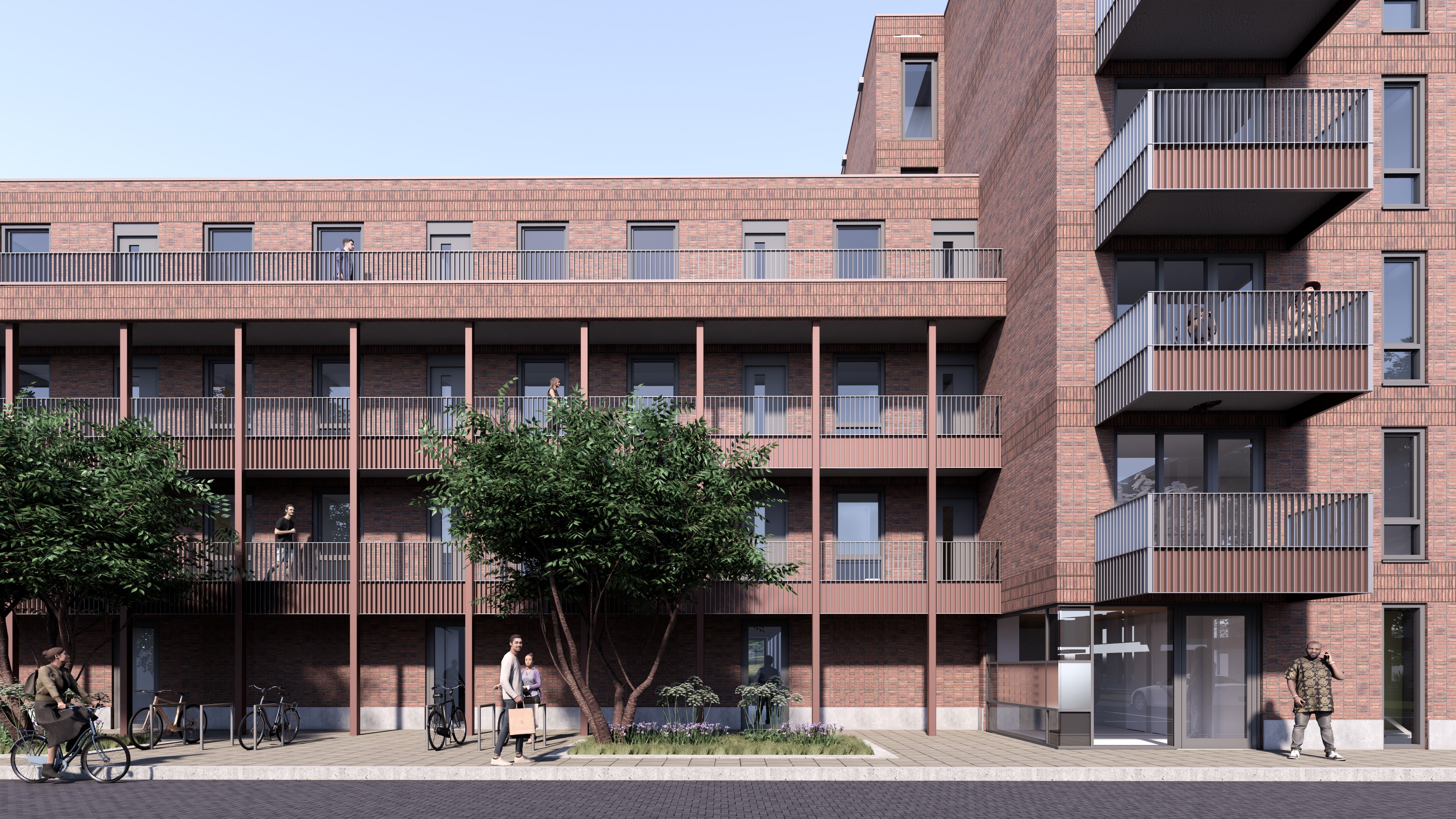 Galerij en gevel gebouw