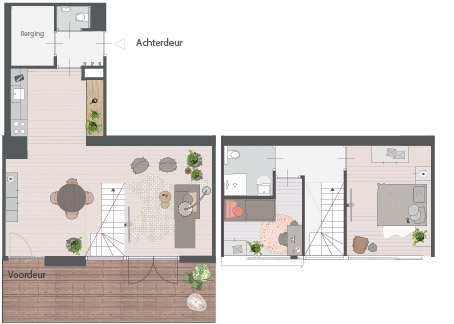 Plattegrond van de nieuwe plintwoningen