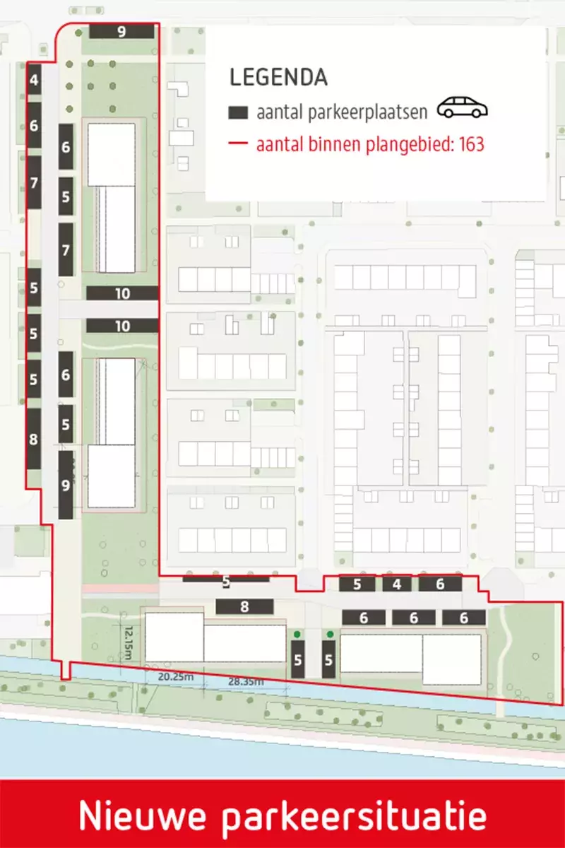 Parkeerplaatsen in de nieuwe situatie