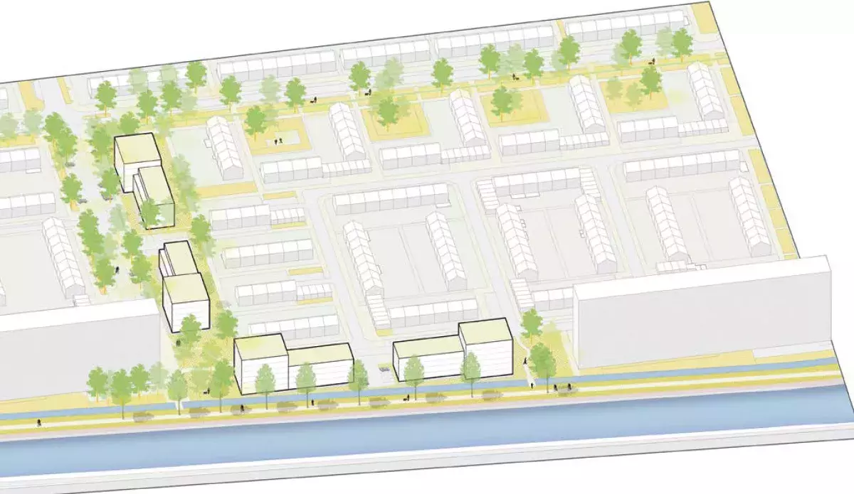 Afbeelding waar de nieuwe lage flats komen te staan