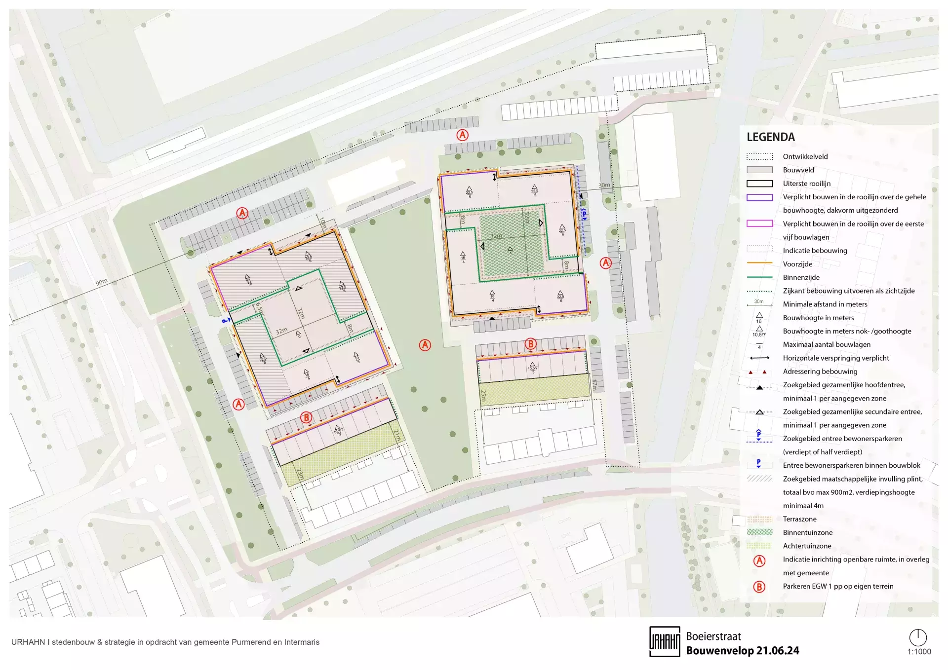 detailkaart van het eerste plan van de ontwikkeling van omgeving boeierstraat